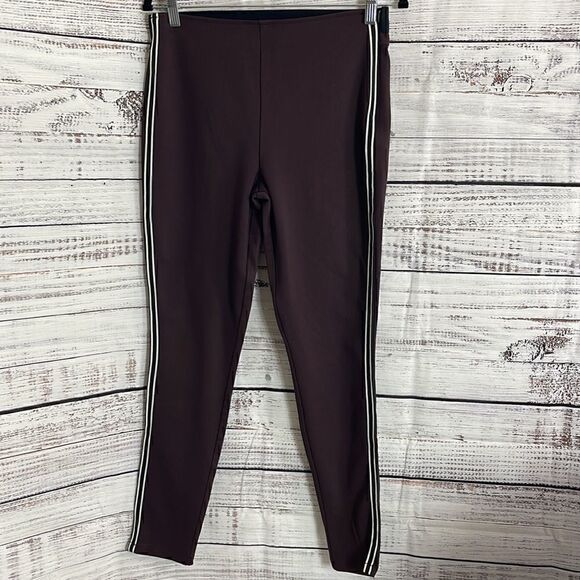 Gap legging Womens Size Medium Ponte side Striped Side Zipper Burgundy pants - Picture 4 of 9